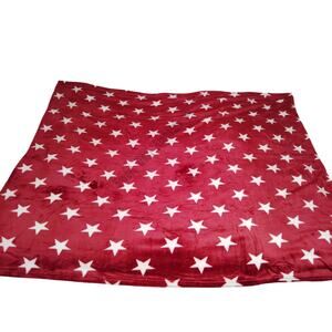 Fleece Throw, Red with Stars, 50"x60", Very Soft and Cuddly, 100% Polyester
